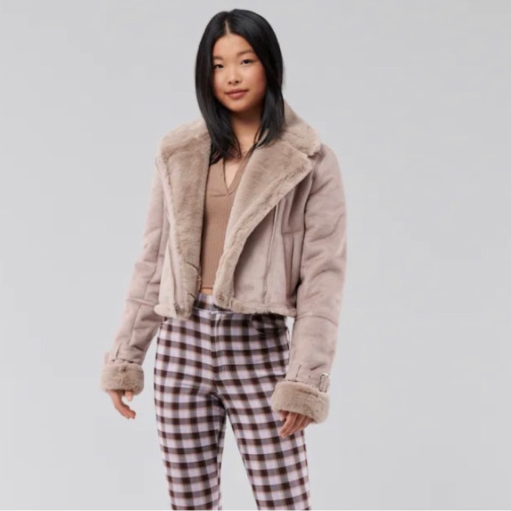 Hollister Faux Shearling Biker Jacket